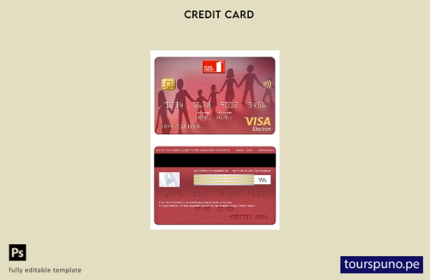 listo para imprimir plantilla de tarjeta electrónica visa bancaria de crédito pa